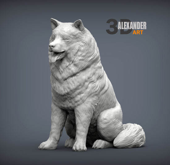 Alaskan Malamute Sculpture (Sitting)