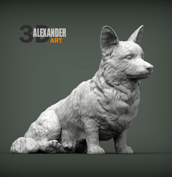 Cardigan Welsh Corgi Sculpture (Sitting)