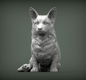 Cardigan Welsh Corgi Sculpture (Sitting)