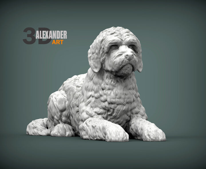 Goldendoodle Sculpture (Lying)