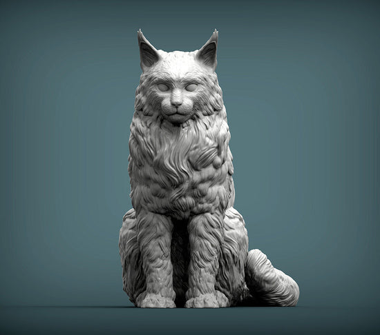 Maine Coon Cat Sculpture (Sitting)