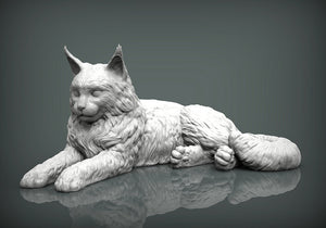 Maine Coon Cat Sculpture (Lying)