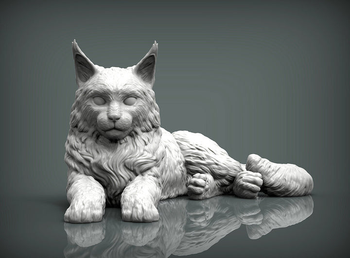 Maine Coon Cat Sculpture (Lying)