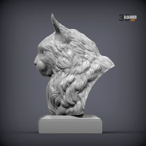 Maine Coon Cat Sculpture Bust
