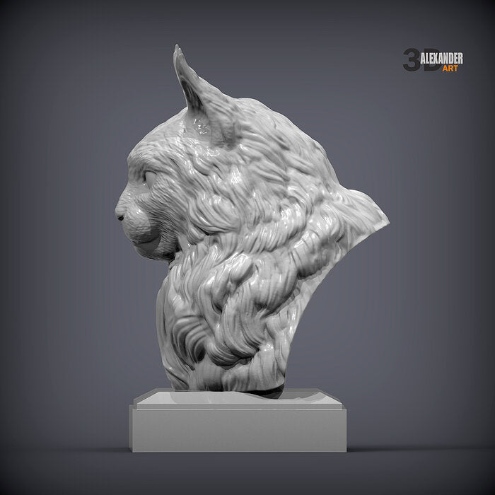 Maine Coon Cat Sculpture Bust