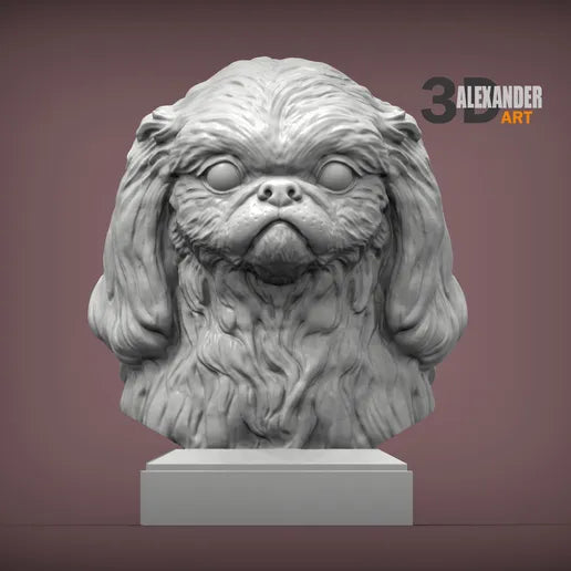 Pekingese Dog Bust