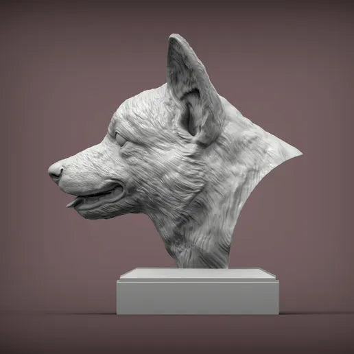 Pembroke Welsh Corgi Bust – Lifelike 3D Printed Dog Figurine