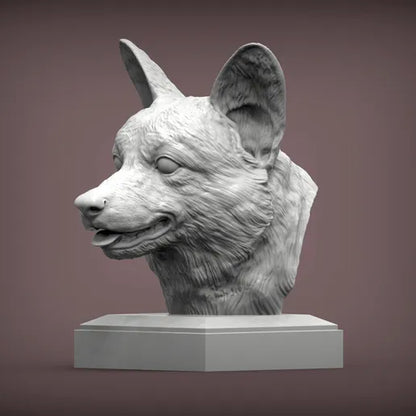 Pembroke Welsh Corgi Bust – Lifelike 3D Printed Dog Figurine