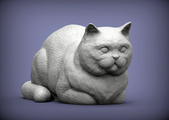 British Shorthair Cat Sculpture (Lying)