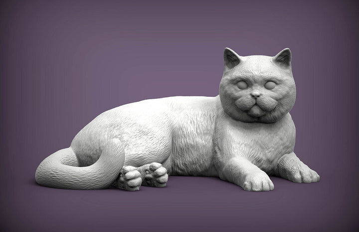 British Shorthair Cat Sculpture (Lying)