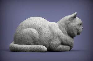 British Shorthair Cat Sculpture (Lying)