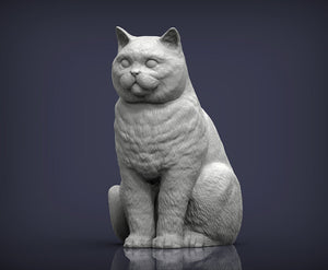 British Shorthair Cat Sculpture (Sitting)