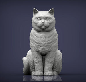 British Shorthair Cat Sculpture (Sitting)
