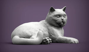 British Shorthair Cat Sculpture (Lying)