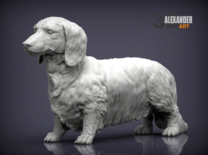 Longhaired Dachshund Sculpture (Standing)