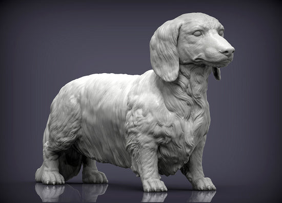 Longhaired Dachshund Sculpture (Standing)