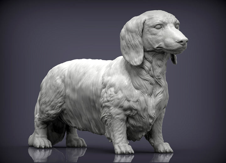 Longhaired Dachshund Sculpture (Standing)